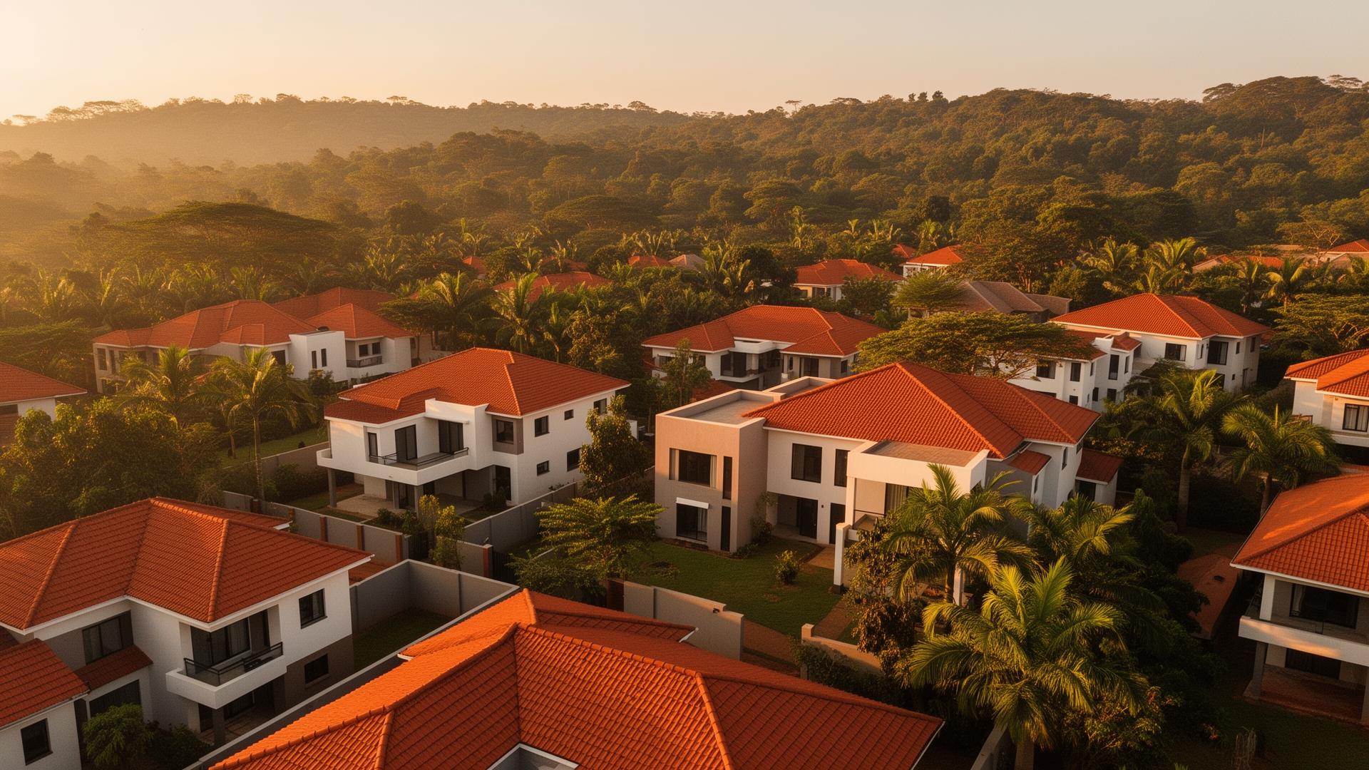 Uganda neighborhood at sunset